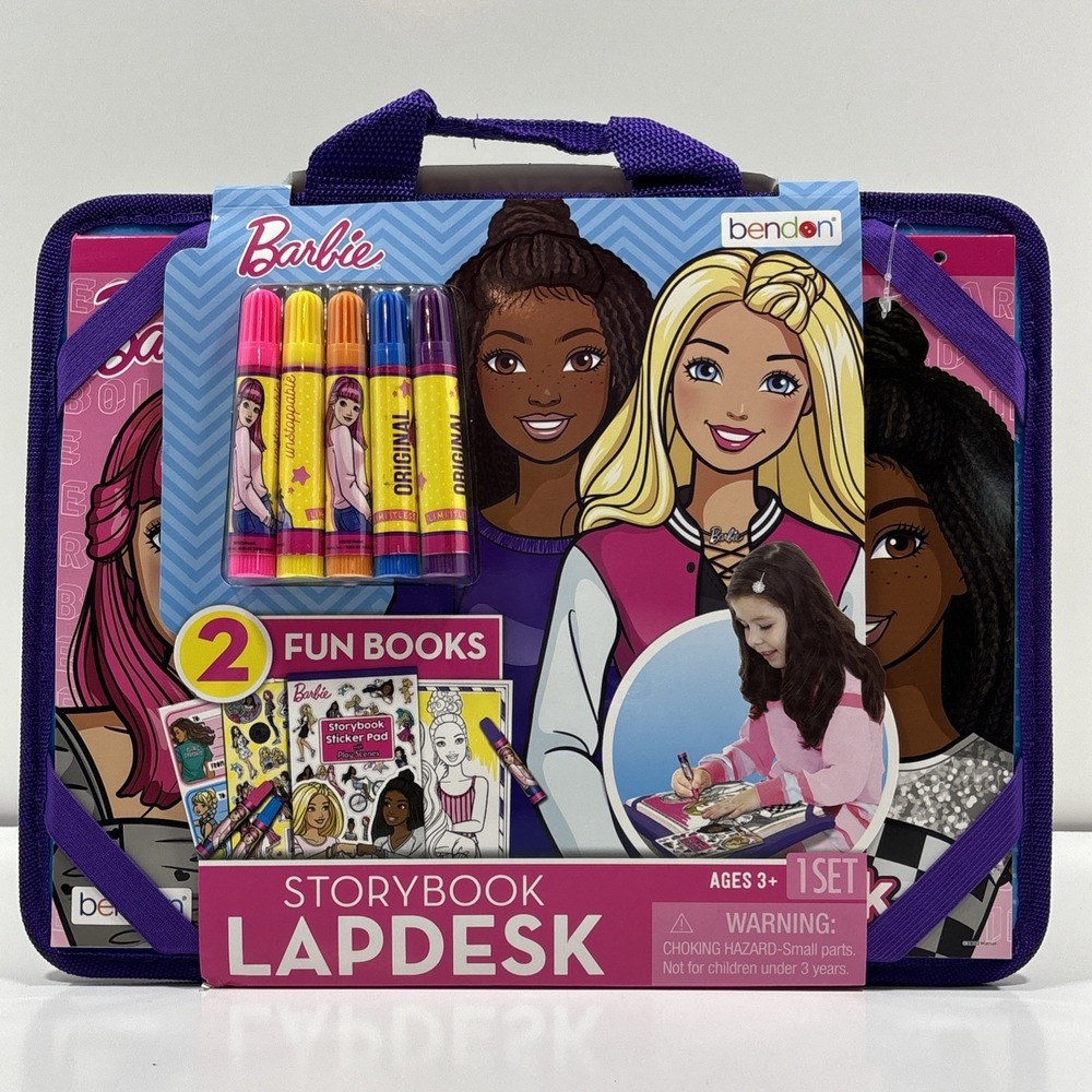 Barbie Storybook Lapdesk 2 Coloring Books Stickers Markers‎
